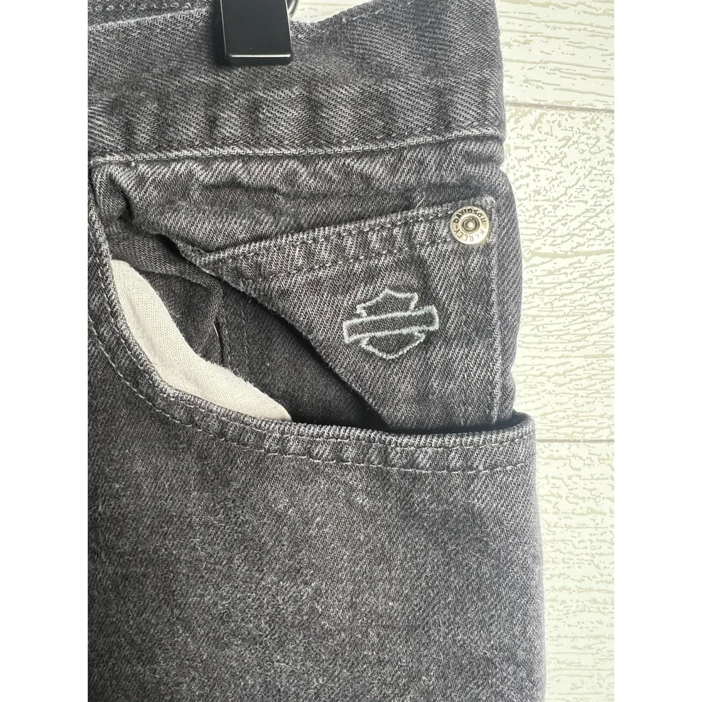 Harley Davidson 36x34 Black Straight Leg Denim Jeans Biker Motorcycle Vintage